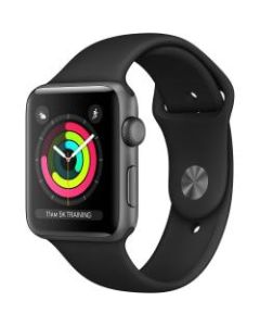 Apple Watch Series 3 GPS, 38mm Space Gray Aluminum Case with Black Sport Band - Wrist - Barometer, Optical Heart Rate Sensor, Accelerometer, Altimeter, Gyro Sensor - Music Player, Text Messaging - Heart Rate, Sleep QualityDual-core (2 Core)