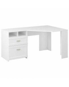 Bush Furniture Wheaton 60inW Reversible Corner Desk With Storage, Pure White, Standard Delivery