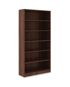 Lorell Essentials Series 72inH 6-Shelf Bookcase, Walnut