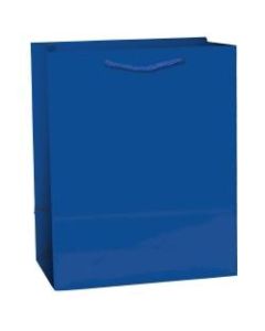 Amscan Glossy Medium Gift Bags, 9-1/2inH x 7-3/4inW x 4-1/2inD, Bright Royal Blue, Pack Of 10 Bags