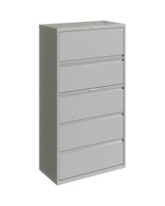 Lorell 36inW Lateral 5-Drawer File Cabinet, Metal, Silver