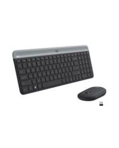 Logitech MK470 Slim Wireless Keyboard and Mouse Combo - Low Profile Compact Layout, Ultra Quiet Operation, 2.4 GHz USB Receiver with Plug and Play Connectivity - Graphite