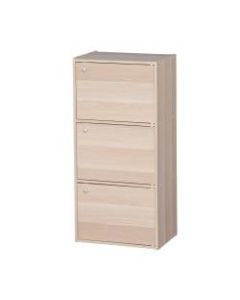 IRIS 35inH 3-Door Storage Shelf, Light Brown