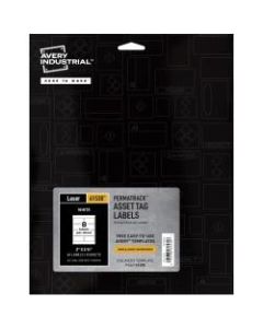 Avery PermaTrack Asset Tag Label - Permanent Adhesive - Rectangle - Laser - White - Film - 8 / Sheet - 8 Total Sheets - 64 Total Label(s) - 5