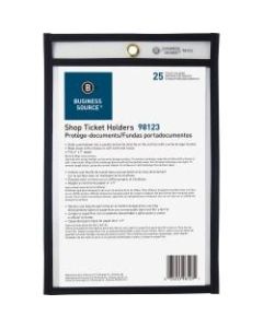 Business Source Clear Heavyweight Shop Ticket Holder - Support 6in x 9in Media - 25 / Box - Clear, Black