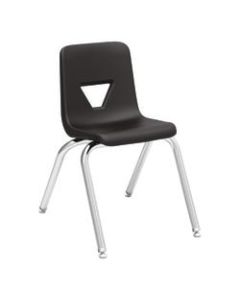 Lorell Classroom Student Plastic Seat, Plastic Back Stacking Chair, 15 7/8in Seat Width, Black Seat/Silver Frame, Quantity: 4
