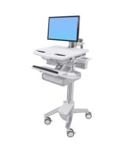 Ergotron StyleView Cart with LCD Arm, 2 Drawers (2x1) - Up to 24in Screen Support - 37.04 lb Load Capacity - Floor - Plastic, Aluminum, Zinc-plated Steel