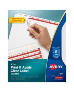 Avery Print & Apply Clear Label Dividers With Index Maker Easy Apply Printable Label Strip And White Tabs, 8-Tab