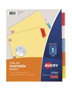 Avery Big Tab Insertable Dividers, Copper Reinforced, 30% Recycled, Buff/Multicolor, 8 1/2in x 11in, 5-Tab