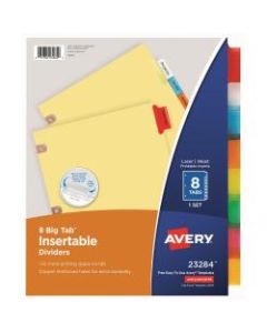 Avery Big Tab Insertable Dividers, Copper Reinforced, 30% Recycled, Buff/Multicolor, 8 1/2in x 11in, 8-Tab