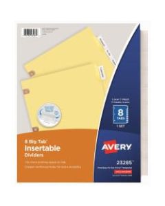 Avery Big Tab Insertable Dividers, Copper Reinforced, 30% Recycled, Buff/Clear, 8 1/2in x 11in, 8-Tab