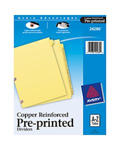 Avery Preprinted Laminated Copper-Reinforced Tab Dividers, A-Z