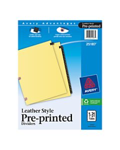 Avery 30% Recycled Copper-Reinforced Leather Style Tab Dividers, 1-31