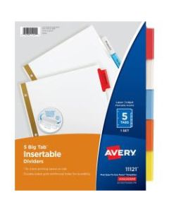 Avery Big Tab Insertable Dividers Gold Reinforced Edge, White/Multicolor, 5-Tab