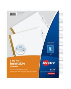 Avery Big Tab Insertable Dividers Gold Reinforced Edge, White/Clear, 8-Tab
