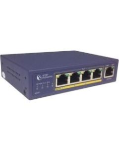 Amer 5 Port 10/100 Desktop Switch with 4 x 10/100 PoE 802.3af - 5 Ports - Fast Ethernet - 10/100Base-TX - 2 Layer Supported - Power Supply - Twisted Pair - Desktop, Wall Mountable, Under Table - 3 Year Limited Warranty