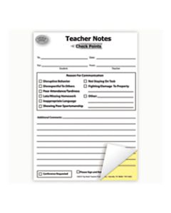 Top Notch Check Points Carbonless Teacher Notes, 5 1/2in x 7 1/2in, 50 Sheets, Pack Of 6