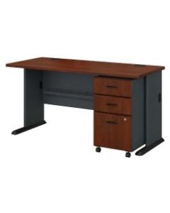 Bush Business Furniture Office Advantage 60inW Desk With Mobile File Cabinet, Hansen Cherry, Standard Deilvery