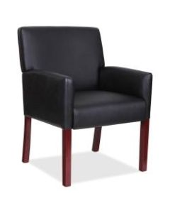 Lorell Full-Sided Arms Bonded Leather Guest Chair, Black/Mahogany