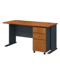 Bush Business Furniture Office Advantage 60inW Desk With Mobile File Cabinet, Natural Cherry/Slate, Standard Delivery