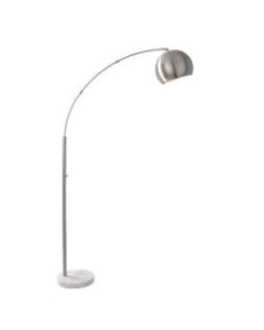 Adesso Astoria Arc Floor Lamp, 78inH, Steel Shade/White Marble Base