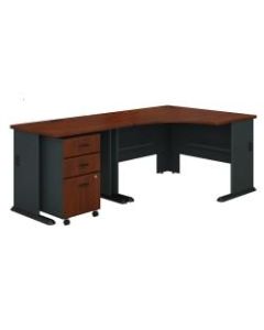 Bush Business Furniture Office Advantage 48inW Corner Desk With 36inW Return And Mobile File Cabinet, Hansen Cherry, Standard Delivery