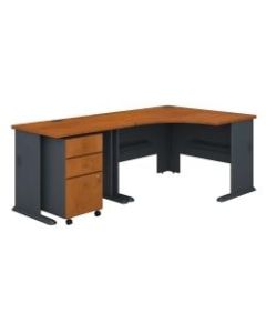 Bush Business Furniture Office Advantage 48inW Corner Desk With 36inW Return And Mobile File Cabinet, Natural Cherry/Slate, Standard Delivery
