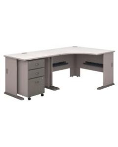 Bush Business Furniture Office Advantage 48inW Corner Desk With 36inW Return And Mobile File Cabinet, Pewter/White Spectrum, Standard Delivery