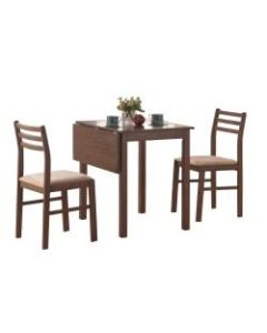 Monarch Specialties Emily Dining Table With 2 Chairs, Walnut