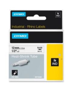 Dymo White Heat Shrink Tube - 15/32in Width x 59 1/16in Length - Thermal Transfer - White, Black - Vinyl - 1 Each