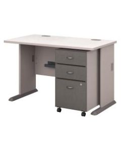 Bush Business Furniture Office Advantage 48inW Desk With Mobile File Cabinet, Pewter/White Spectrum, Standard Delivery