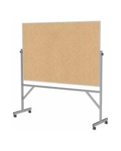 Ghent Reversible Natural Cork Bulletin Board, 78 1/4in x 77in , Aluminum Frame With Silver Finish