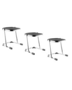 National Public Seating Elephant Z-Stools, 18inH, Black/Chrome, Set Of 3