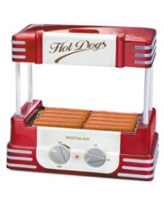 Nostalgia Electrics Hot Dog Roller And Bun Warmer, 8 Hot Dog And 6 Bun Capacity, Retro Red