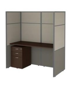 Bush Business Furniture Easy Office 60inW Cubicle Desk With File Cabinet And 66inH Closed Panels Workstation, Mocha Cherry, Premium Installation
