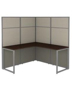 Bush Business Furniture Easy Office 60inW L-Shaped Cubicle Desk Workstation With 66inH Panels, Mocha Cherry, Premium Installation