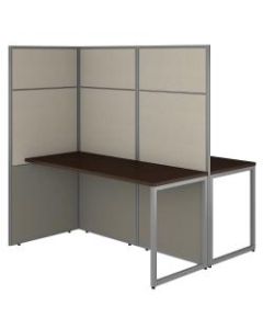 Bush Business Furniture Easy Office 60inW 2-Person Cubicle Desk Workstation With 66inH Panels, Mocha Cherry, Premium Installation