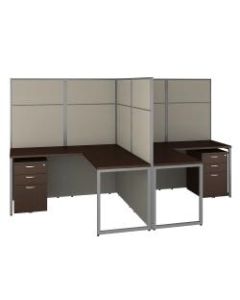 Bush Business Furniture Easy Office 60inW 2-Person L-Shaped Cubicle Desk With Drawers And 66inH Panels, Mocha Cherry, Premium Installation