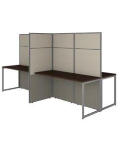 Bush Business Furniture Easy Office 60inW 4-Person Cubicle Desk Workstation With 66inH Panels, Mocha Cherry, Premium Installation