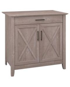 Bush Furniture Key West Secretary Desk with Keyboard Tray and Storage Cabinet, Washed Gray, Standard Delivery