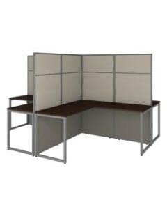 Bush Business Furniture Easy Office 60inW 4-Person L-Shaped Cubicle Desk Workstation With 66inH Panels, Mocha Cherry, Premium Installation