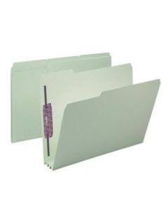 Smead Pressboard Fastener Folders With SafeSHIELD Coated Fasteners, 3in Expansion, Letter Size, 100% Recycled, Gray/Green, Box Of 25