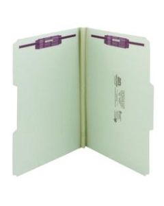Smead Pressboard Fastener Folders With SafeSHIELD Coated Fasteners, 1in Expansion, Legal Size, 100% Recycled, Gray/Green, Box Of 25