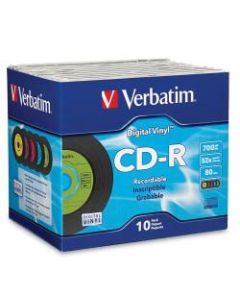 Verbatim CD-R 80min 52X with Digital Vinyl Surface - 10pk Slim Case - 700MB - 10 Pack
