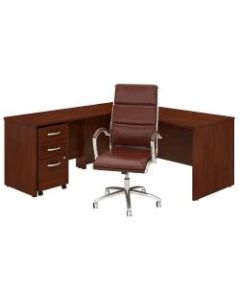 Bush Business Furniture Studio C 72inW L-Shaped Desk With Mobile File Cabinet And High-Back Office Chair, Hansen Cherry, Standard Delivery