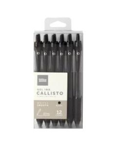 Office Depot Brand Callisto Retractable Gel Ink Pens, Medium Point, 0.7 mm, Translucent Black Barrel, Black Ink, Pack Of 12 Pens