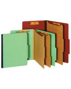 Office Depot Brand Pressboard Classification Folder, 1 Divider, 4 Partitions, 1/3 Cut, Letter Size, 30% Recycled, Red/Brown