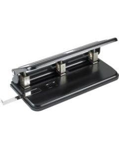 Business Source Heavy-duty 3-hole Punch - 3 Punch Head(s) - 30 Sheet Capacity - 9/32in Punch Size - Black