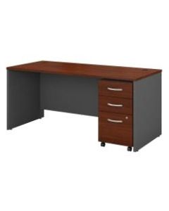 Bush Business Furniture Components 66inW x 30inD Office Desk With Mobile File Cabinet, Hansen Cherry, Standard Delivery