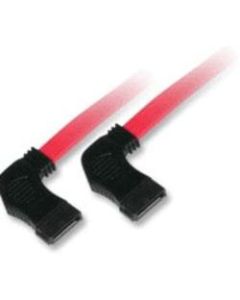 C2G 18in 7-pin 90 deg. Side to 90 deg. 1-Device Side Serial ATA Cable - Male SATA - Male SATA - 18in - Translucent Red